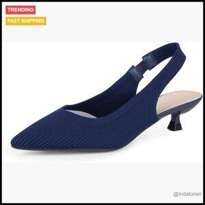 Slingback Heels with Elastic Band, Cushioned Insoles, Fabric Upper